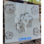Gạch ốp lát trang trí đá bóng 80x80 họa tiết bông hoa màu trắng 