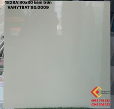 Gạch 80x80 đá bóng kiếng toàn phần màu kem trơn không họa tiết 