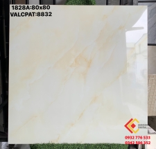 Gạch bóng kiếng 80x80 màu trắng vân cam ốp lát phòng khách hàng có sẵn