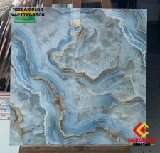 Gạch lát nền 60x60 vân đá ngọc Onyx sóng biển xanh xám
