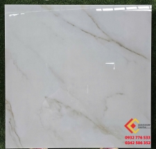 Gạch lát nền Ấn Độ 80x80 đá bóng kiếng màu trắng kem vân mây vàng nhạt mẫu mới nhất 2025