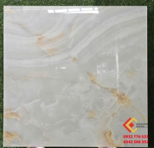 Gạch lát nền Ấn Độ 80x80 đá bóng kiếng màu trắng vân vàng nhạt có sẵn tại kho