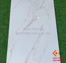 Gạch ốp lát khổ lớn 80x160 đá bóng kiếng màu trắng vân cam sang trọng