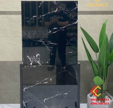 Gạch 60x120 ốp nền nhà màu đen vân trắng sang chảnh nhập khẩu Ấn Độ