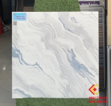 Gạch 60x60 họa tiết gợn sóng màu xanh trắng
