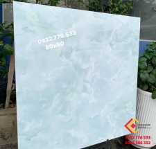 Gạch 80x80 màu xanh ngọc lát nền biệt thự sáng bóng