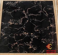 Gạch khổ lớn lát nền nhà hàng ăn uống 100x100 màu đen vân cam 